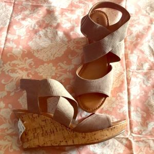 Ellen Taupe wedged sandals